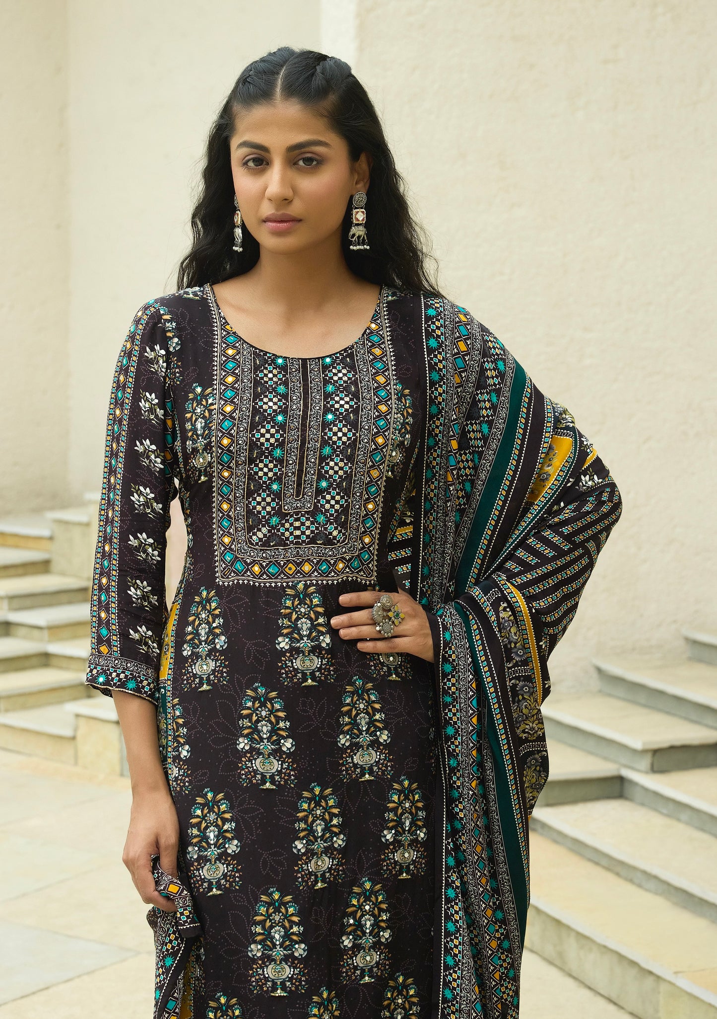 Dark Coffee Crepe Dress