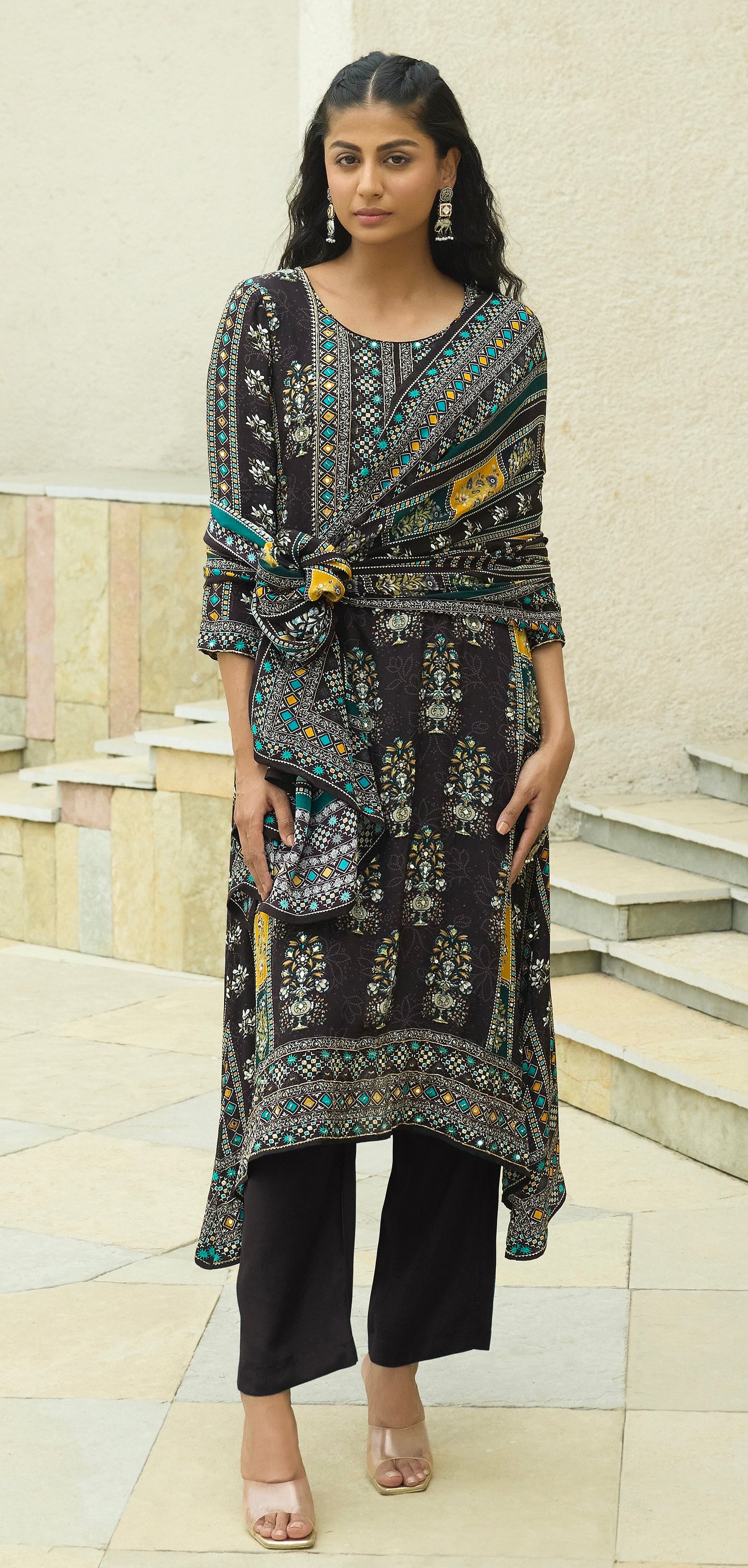 Dark Coffee Crepe Dress
