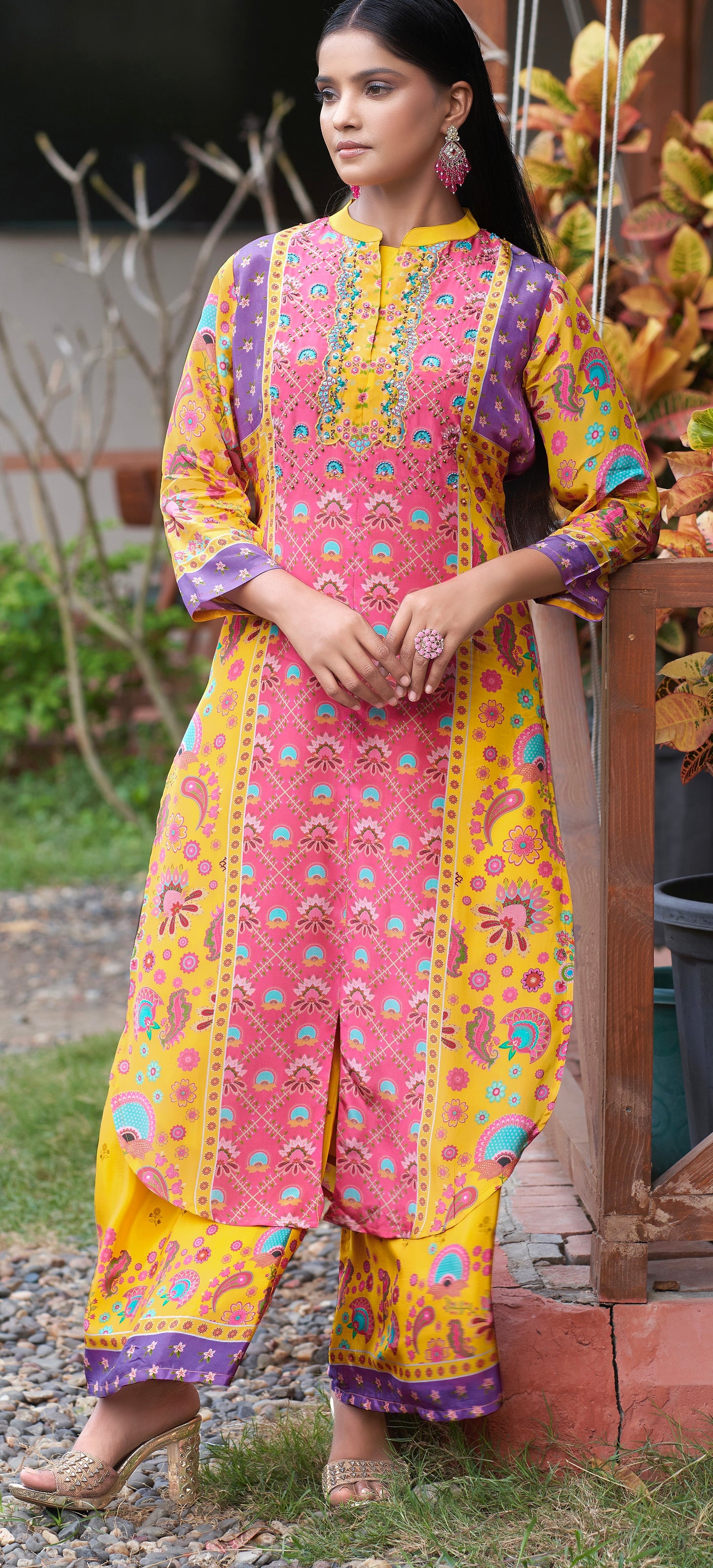 Yellow Crepe kurta & Palazzo