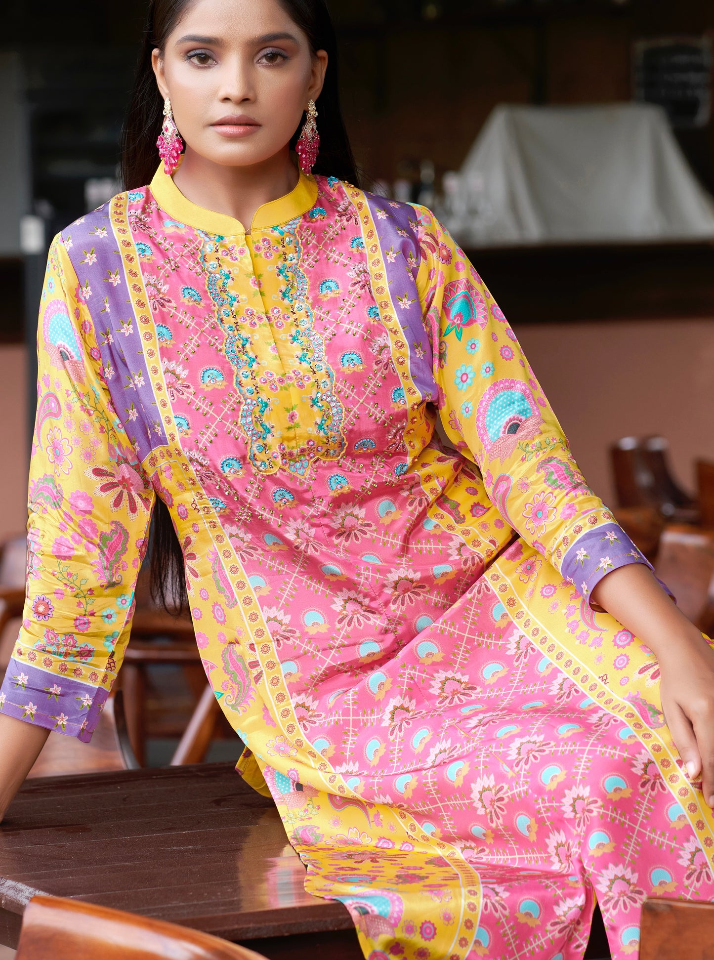 Yellow Crepe kurta & Palazzo