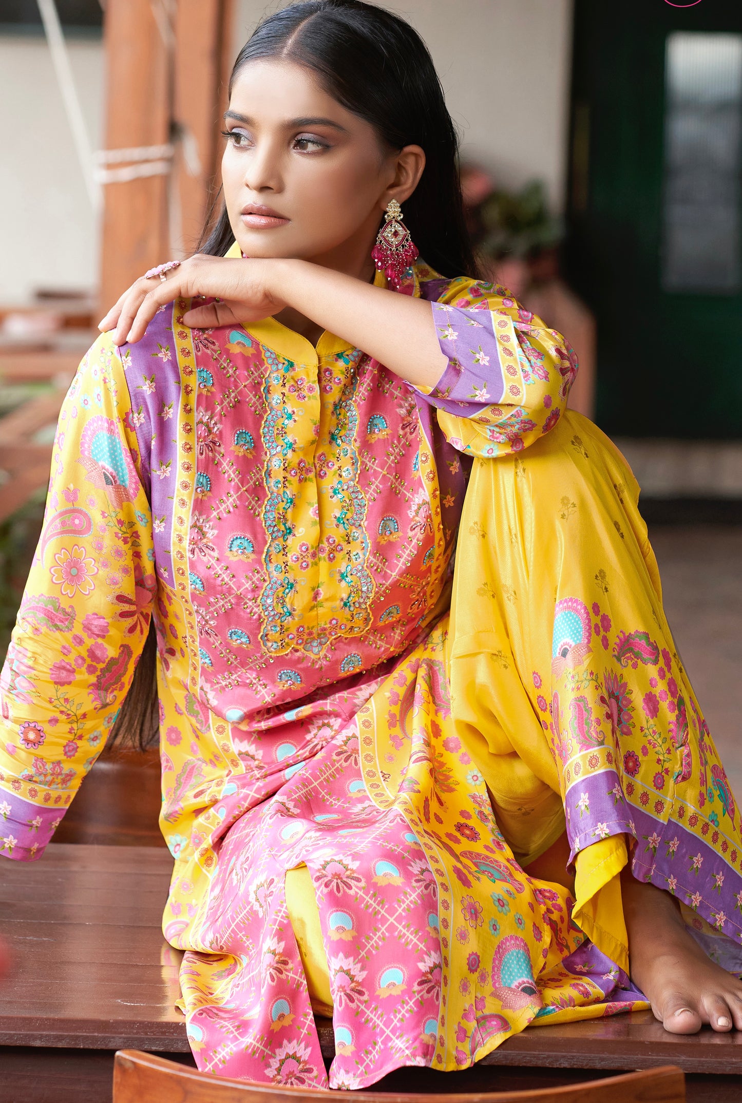 Yellow Crepe kurta & Palazzo