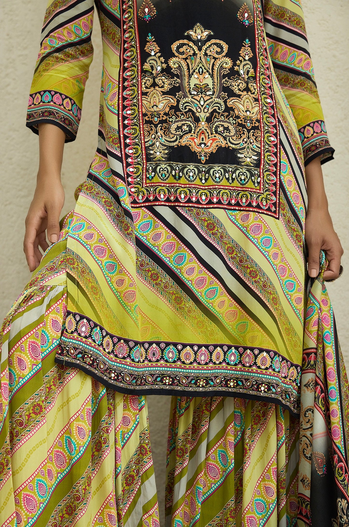 Mehendi Crepe Gharara Dress