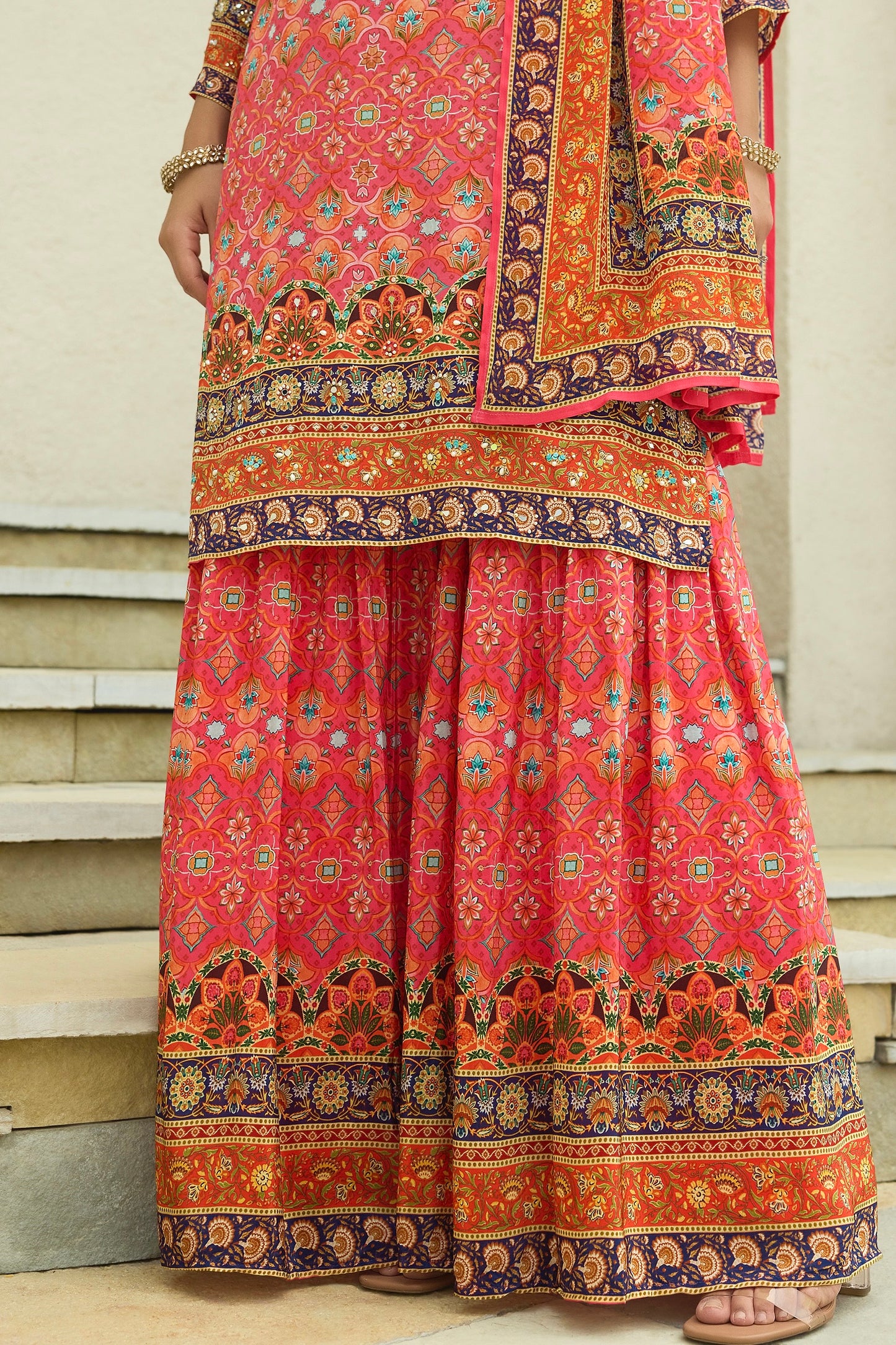Gajri pink Crepe Gharara dress