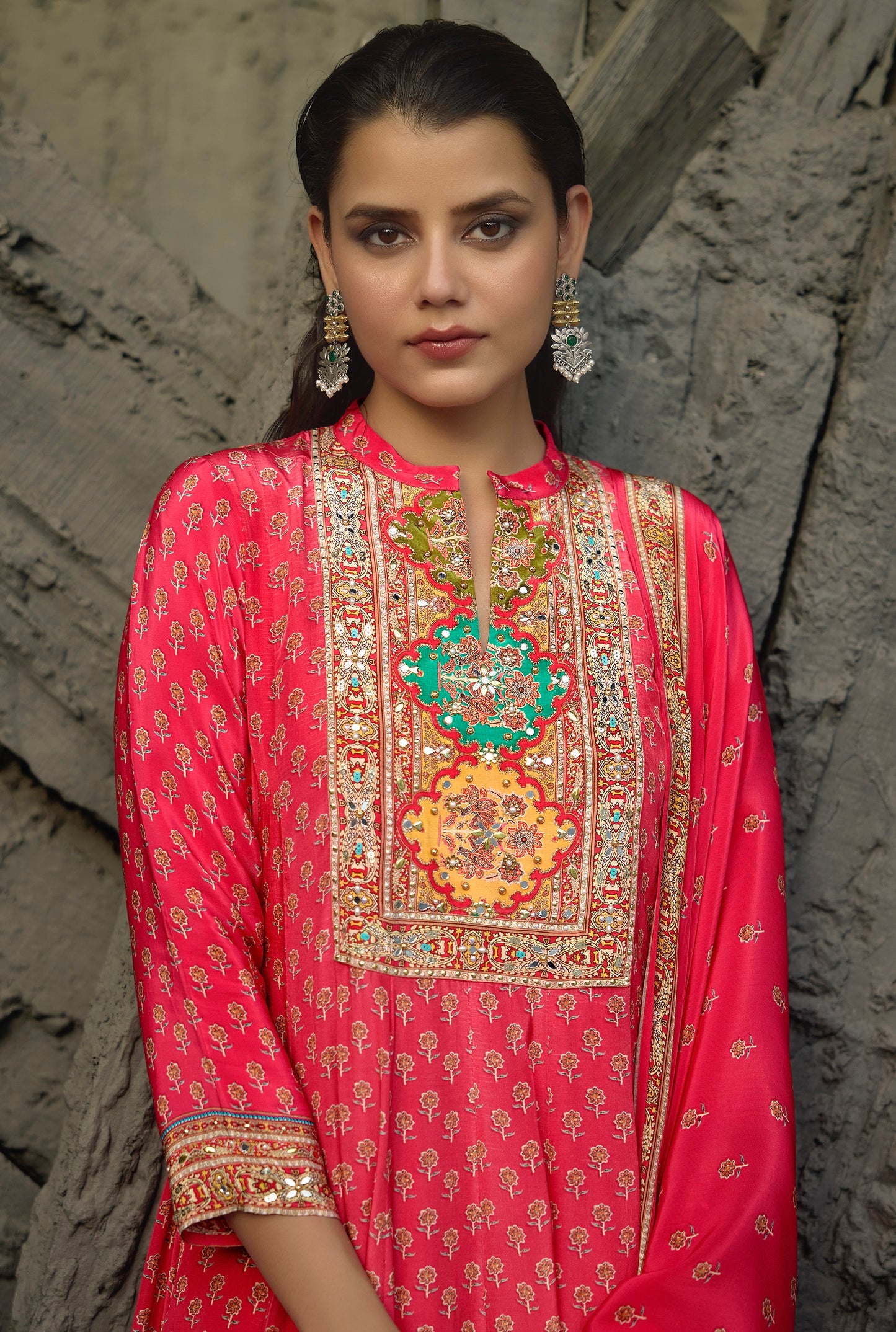 Pink Crepe Kalidar