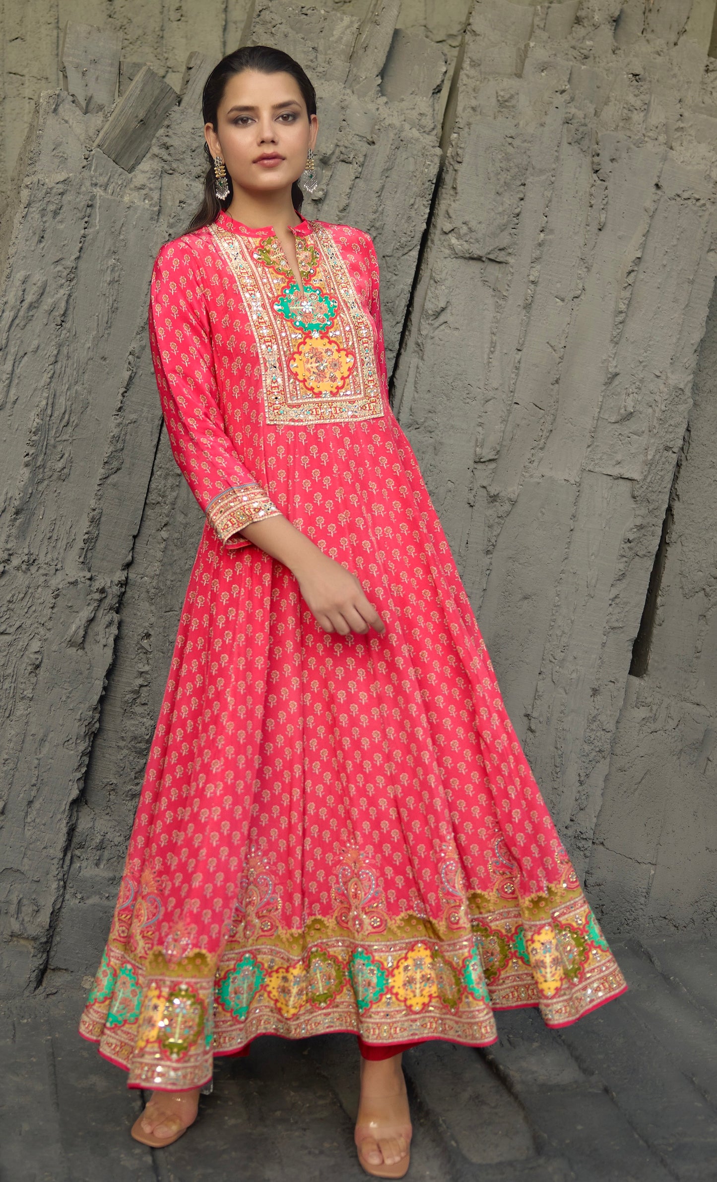 Pink Crepe Kalidar
