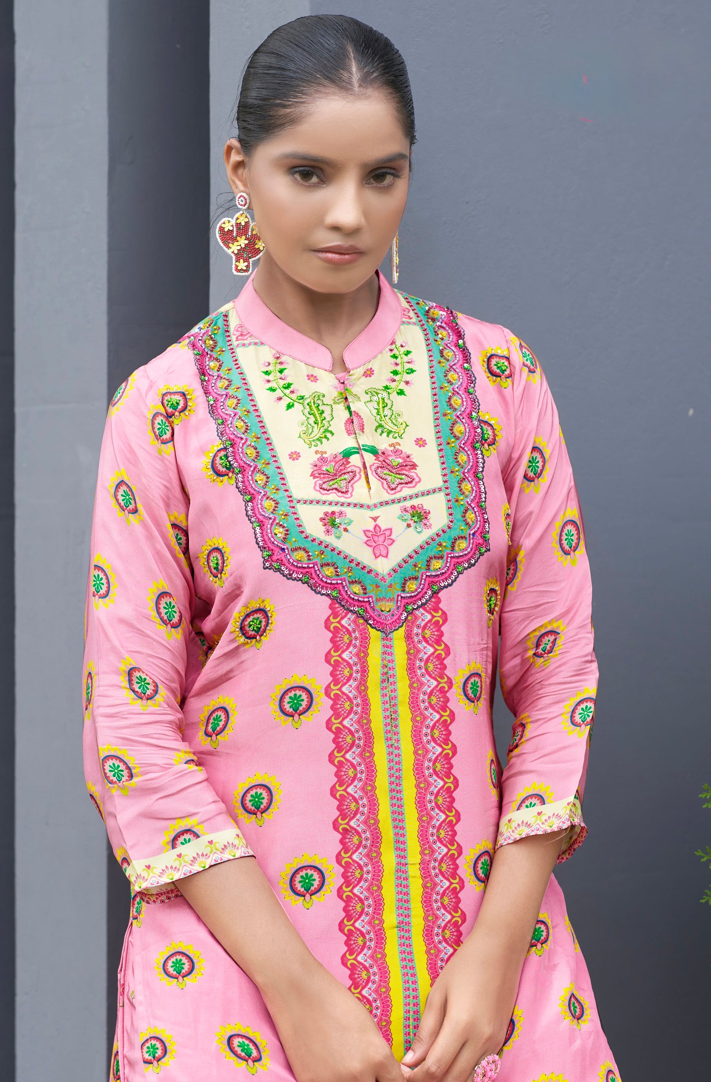 Pastel pink Crepe kurta & Palazzo