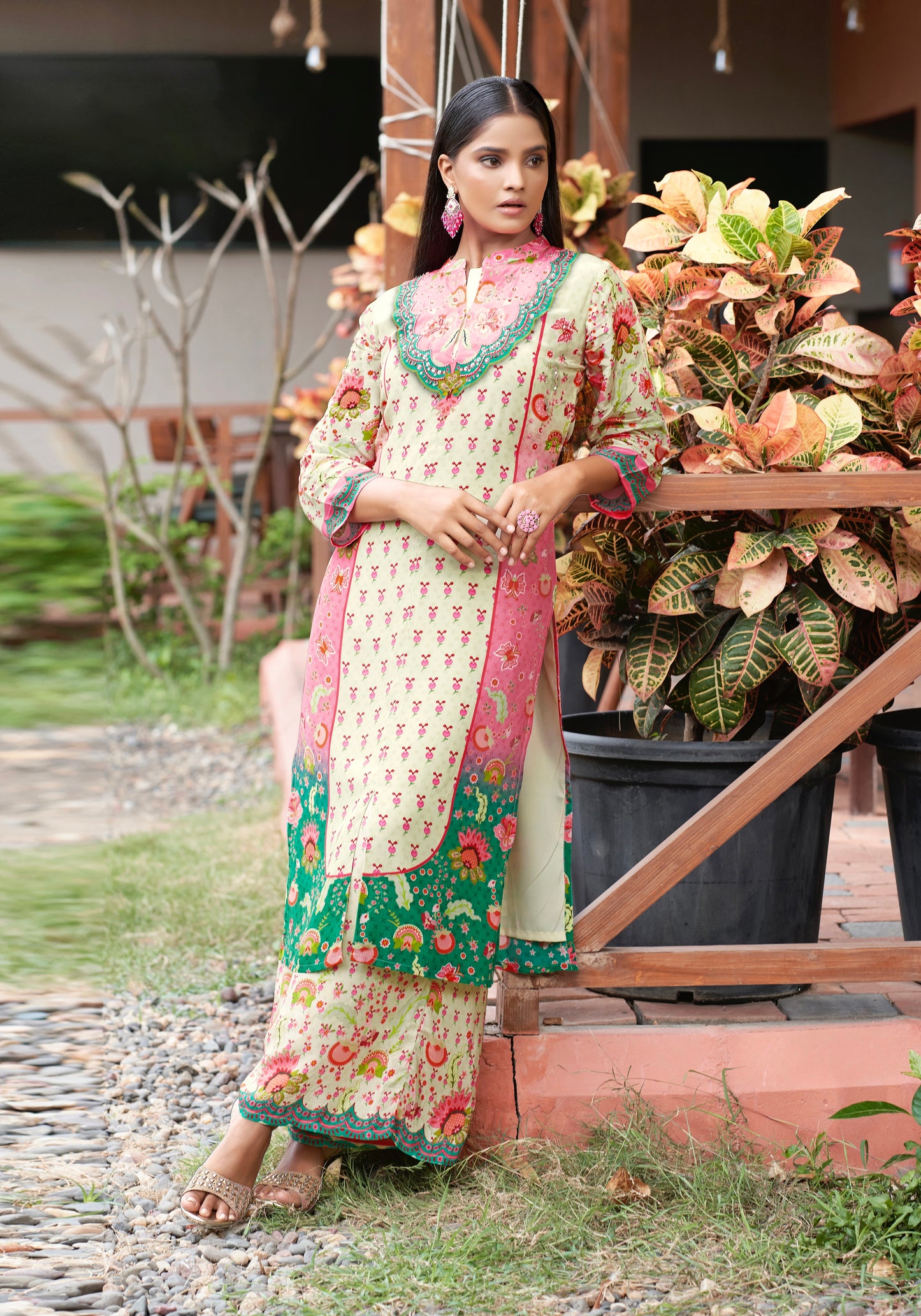 Beige Crepe Kurta & Pallazo
