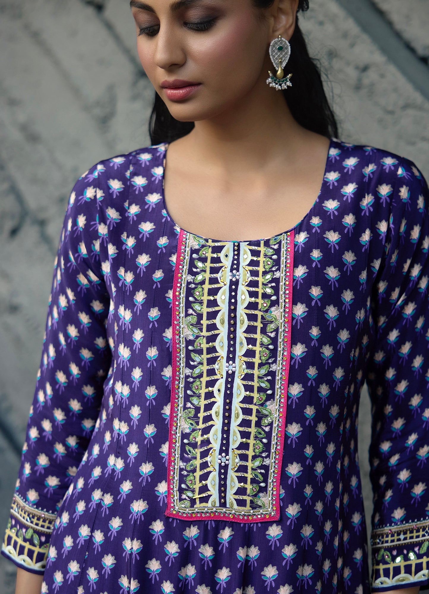 Purple Crepe Kalidar