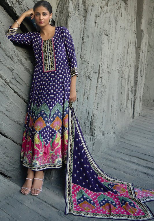 Purple Crepe Kalidar