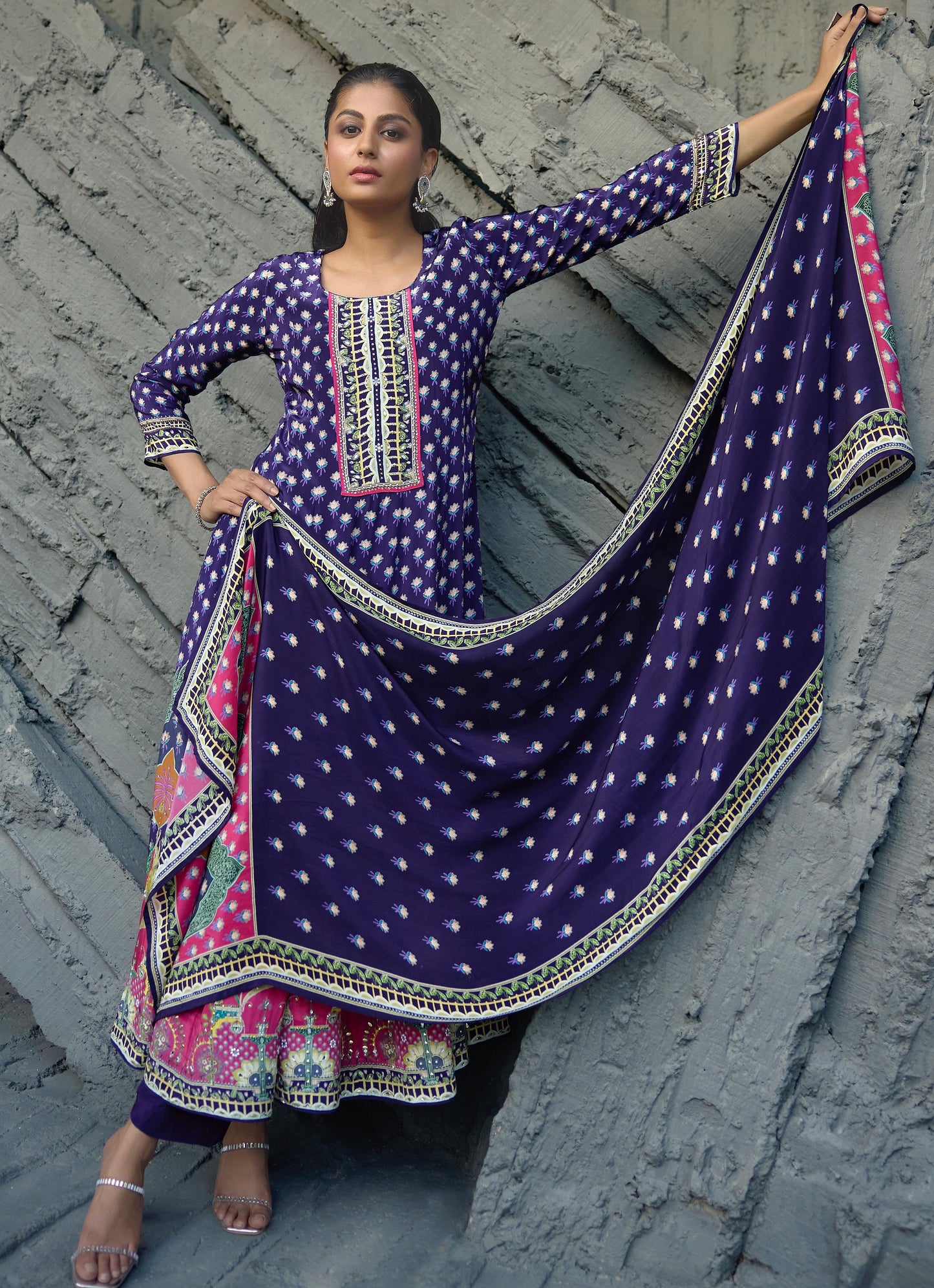 Purple Crepe Kalidar