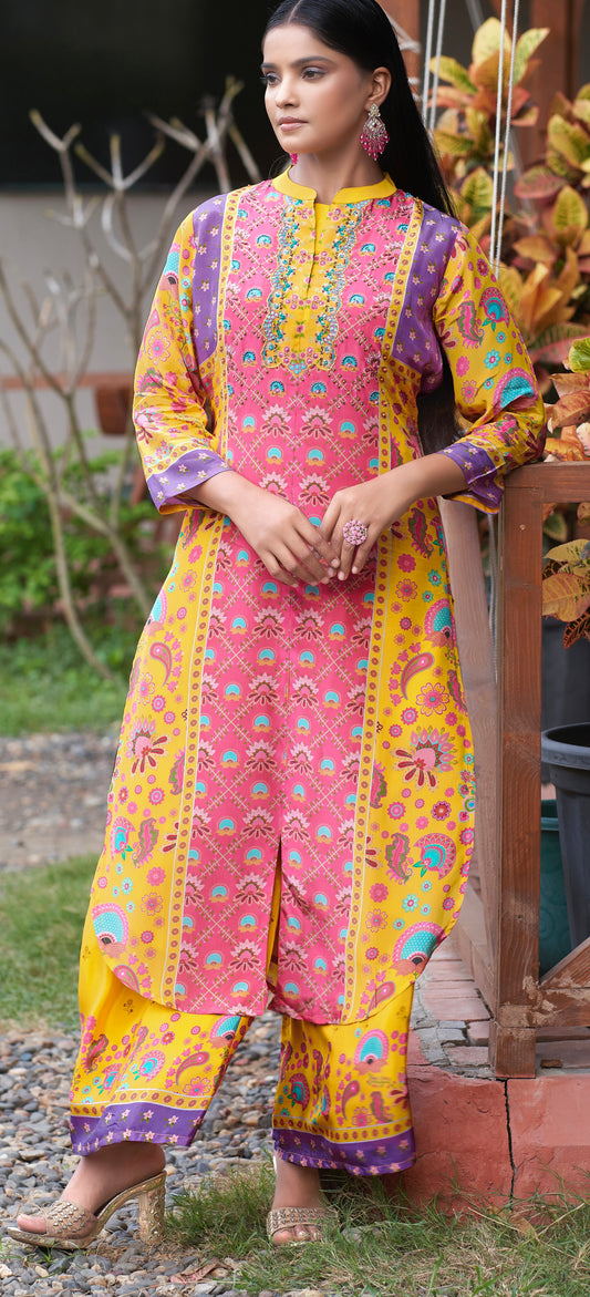 Yellow Crepe kurta & Palazzo
