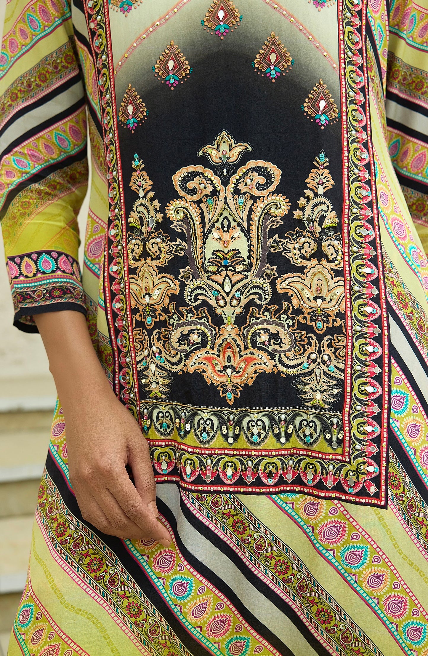 Mehendi Crepe Gharara Dress