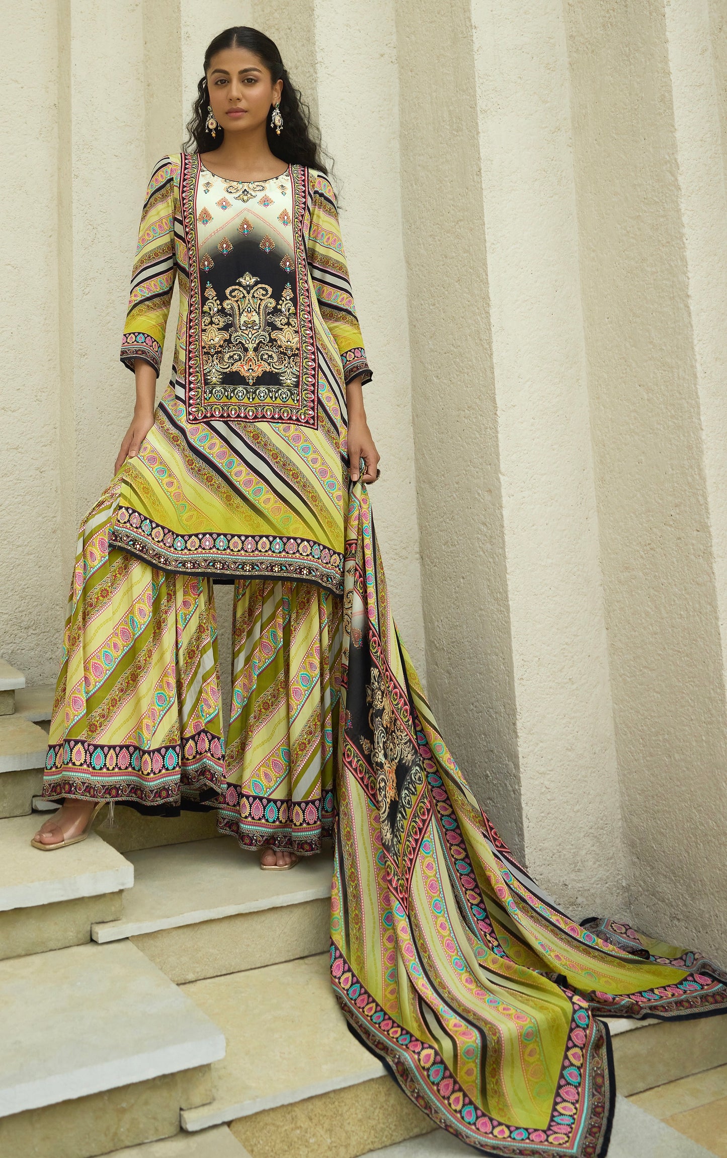Mehendi Crepe Gharara Dress
