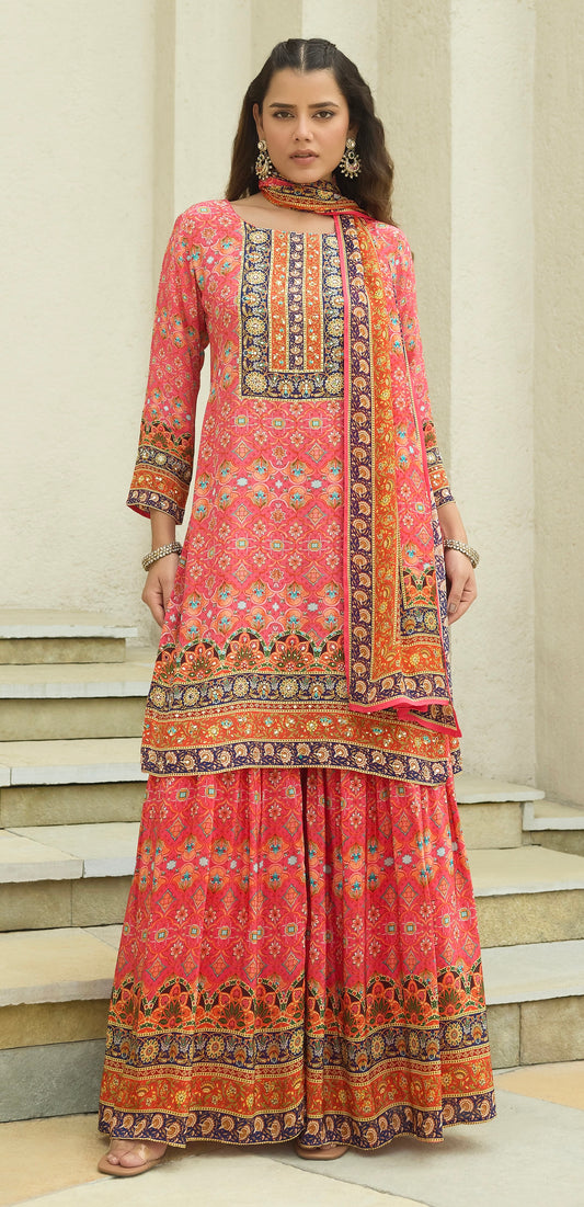 Gajri pink Crepe Gharara dress